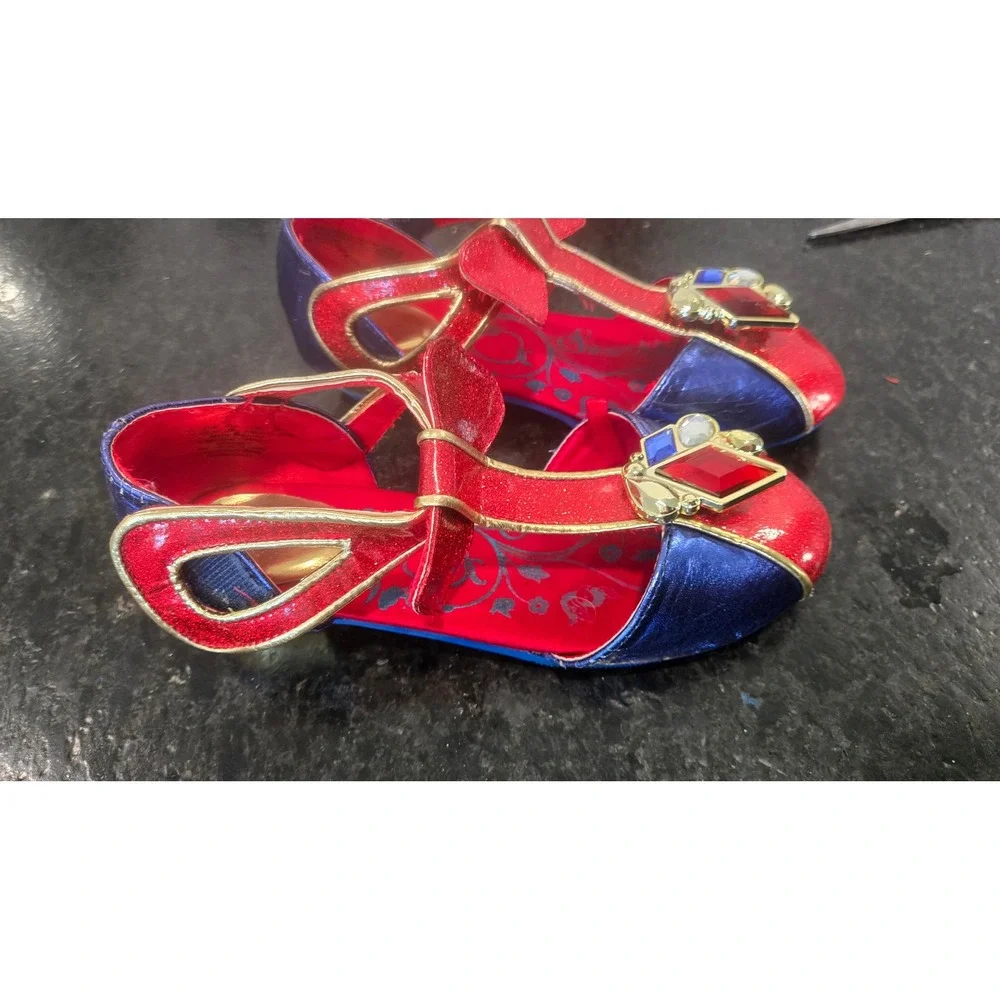 Disney Store Snow White Costume Shoes Red Blue Glitter Gemstone Girls Size‎ 13/1